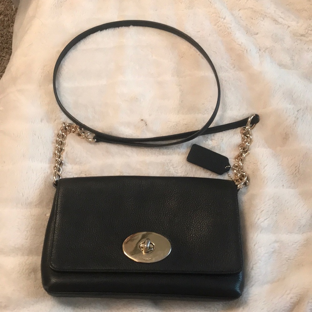 Coach black leather crossbody bag! Great condition